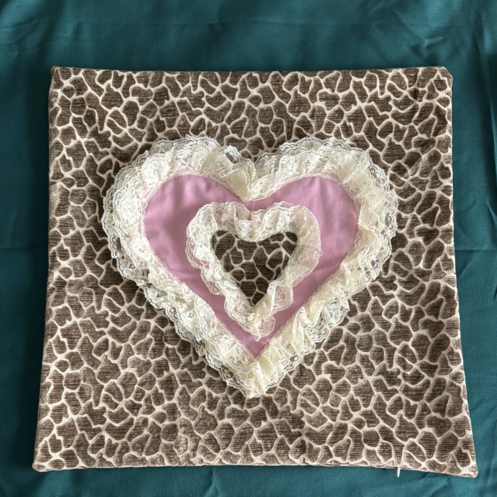 Heart Patterned Decorative Pillow Cover